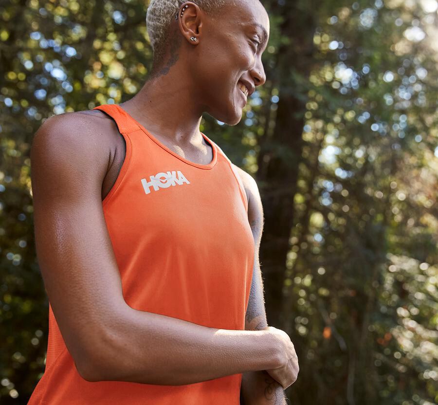 Hoka One One Top Dames - Performance Tank - Oranje - AP9045861